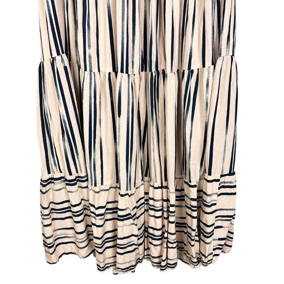 Eloquii Tiered Cream Blue Striped Sleeveless Halter Midi Dress Sz 14 Resortwear - Picture 8 of 9